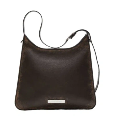 Acne Studios Platt Logo Shoulder Bag In Brown