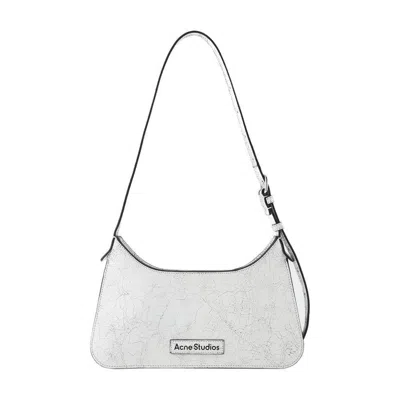 Acne Studios Platt Mini Crackle Hobo Bag In White
