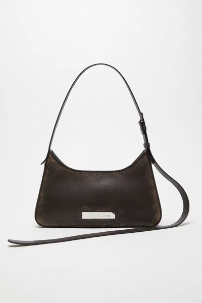 Acne Studios Platt Mini Shoulder Bag In Dark Brown,beige