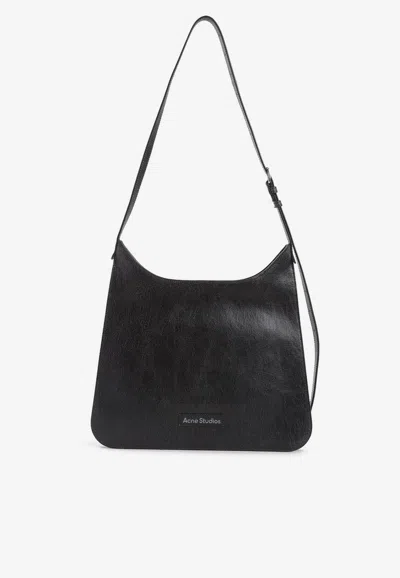 Acne Studios Platt Shoulder Bag In Cracked Leather In Black