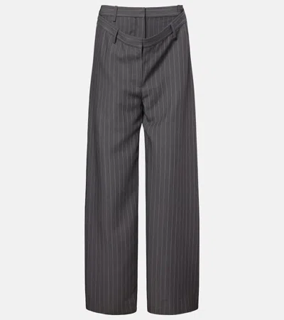 Acne Studios Pinstripe-pattern Trousers In Grey Melange