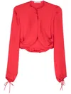 Acne Studios Cropped Draped Silk-satin Top In Red