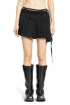 Acne Studios Belted Asymmetric Pleated Grain De Poudre Mini Skirt In Black