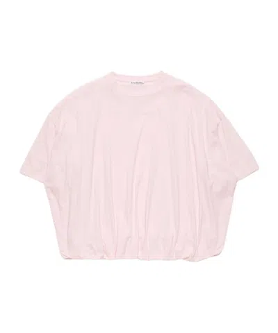 Acne Studios Pleated Logo T-shirt In Pink