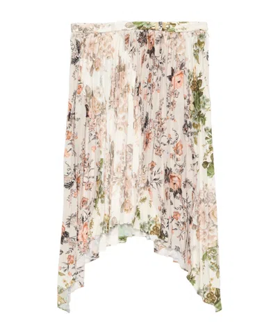 Acne Studios Pleated Floral-print Georgette Midi Skirt In Neutral