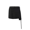 Acne Studios Belted Asymmetric Pleated Grain De Poudre Mini Skirt In Black