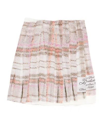 Acne Studios Pleated Plaid Mini Skirt In Neutral