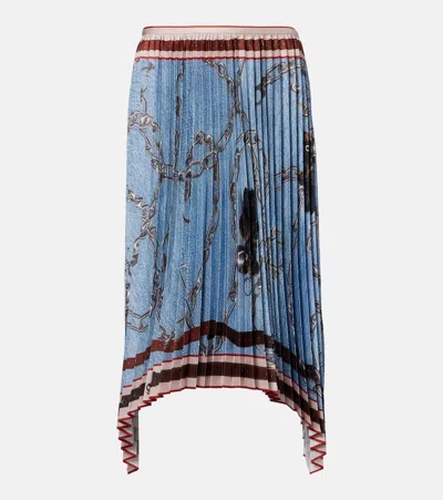 Acne Studios Pleated Printed Midi Skirt In Blue