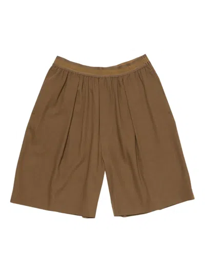 Acne Studios Pleated Wide-leg Shorts In Brown