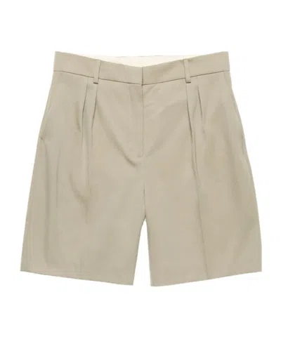 Acne Studios Pleated Wool Shorts In Neutral
