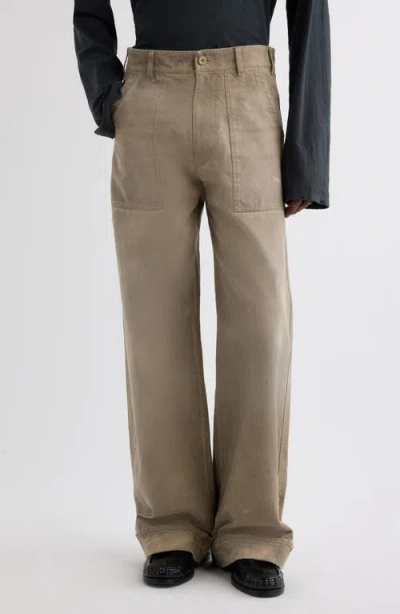 Acne Studios Plinty Stained Organic Cotton Twill Trousers In Multi