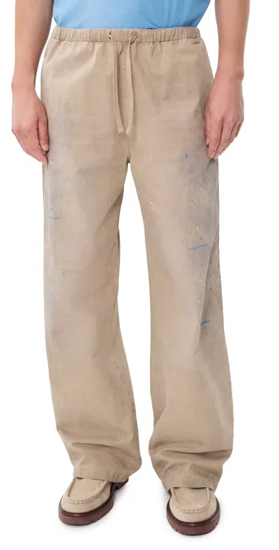 Acne Studios Mens Light Beige Plott Paint-splatter Cotton-twill Trousers In Multi