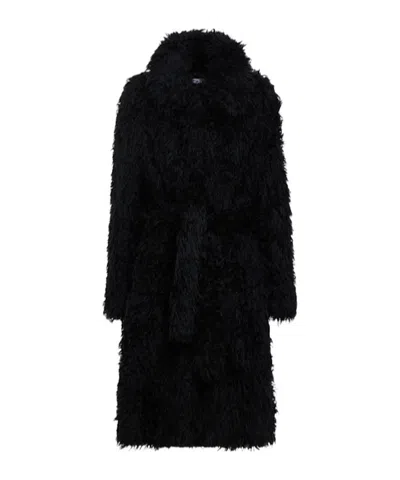 Acne Studios Plush Long Coat In Black