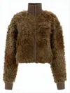 Acne Studios Plush Textured Jacket With Ribbed Details In Brown
