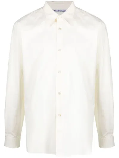 Acne Studios Point-collar Stretch-cotton Shirt In White