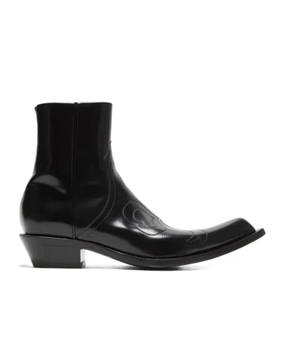 Acne Studios Pointed-toe Western Ankle Boots In Black