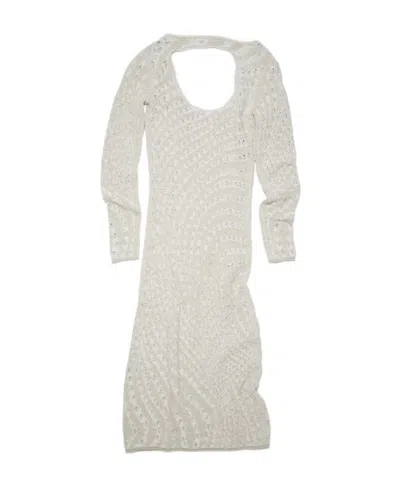 Acne Studios Pointelle Knit Cotton-blend Dress In White