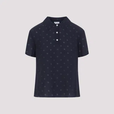 Acne Studios Polka Dot Polo In Navy White