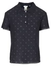 Acne Studios Polka Dot Polo Polo Shirt Blue In Black