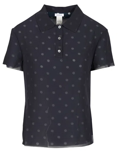 Acne Studios Polka Dot Polo Polo Shirt Blue