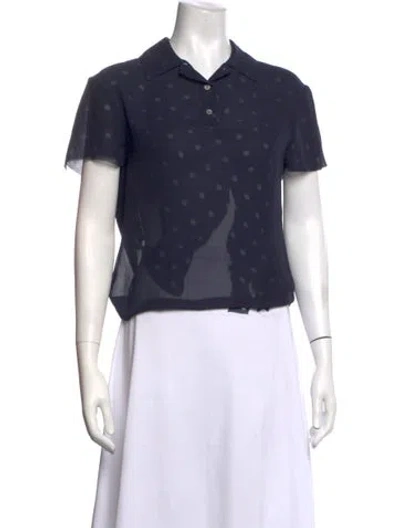 Pre-owned Acne Studios Polka Dot Print Short Sleeve Polo In Blue