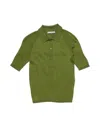 Acne Studios Ribbed Silk Polo With Classic Collar In Green