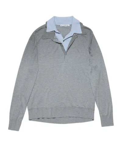 Acne Studios Polo-neck Knitted Polo Top In Gray