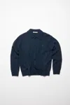Acne Studios Polo Wool Cardigan In Deep Blue Melange