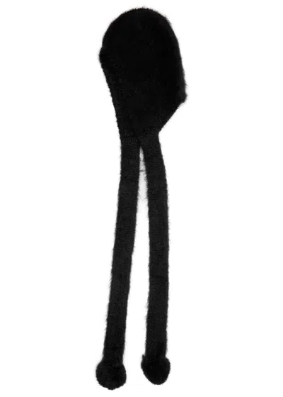 Acne Studios Pom-pom Brushed Mohair-blend Hood In Black