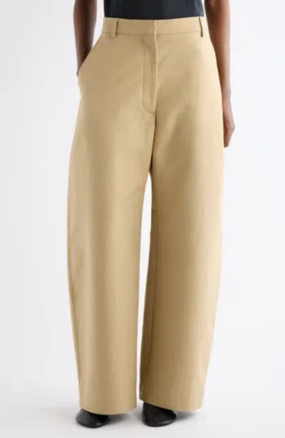 Acne Studios Pommy Tailored Organic Cotton Satin Wide Leg Trousers In Brown