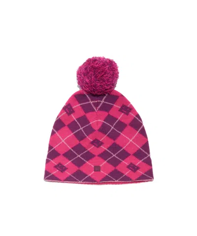 Acne Studios Pompom-detail Checked Beanie In Pink