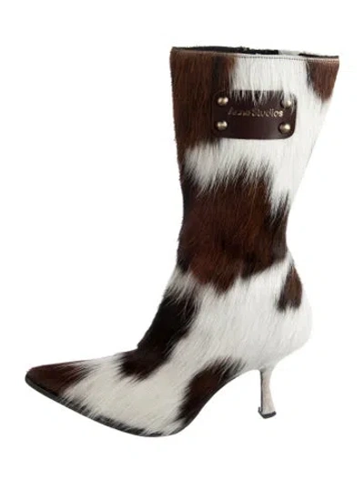 Pre-owned Acne Studios Ponyhair Animal Print Boots In Brown