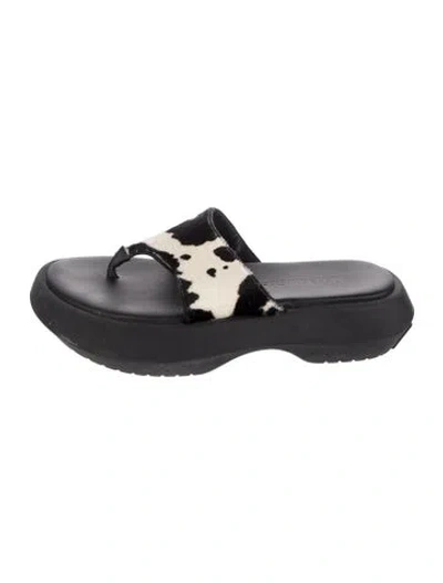 Pre-owned Acne Studios Ponyhair Animal Print Slides In Blue