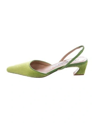 Pre-owned Acne Studios Ponyhair Slingback Flats In Green