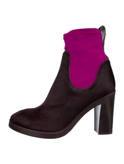 Pre-owned Acne Studios Ponyhair Sock Boots In Brown