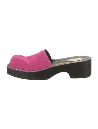 Pre-owned Acne Studios Ponyhair Studded Accents Mules In Pink