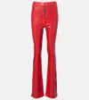 Acne Studios Porto Distressed Cotton-blend Flared Pants In Red