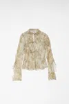Acne Studios Floral-print Semi-sheer Shirt In Light Beige