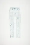 Acne Studios Coated Denim Midrise Straight Jeans In Light Blue,white