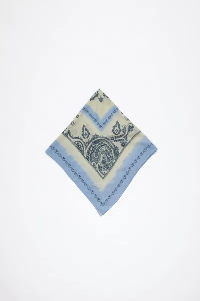 Acne Studios Print Light Wool Scarf In Dusty Beige,light Blue