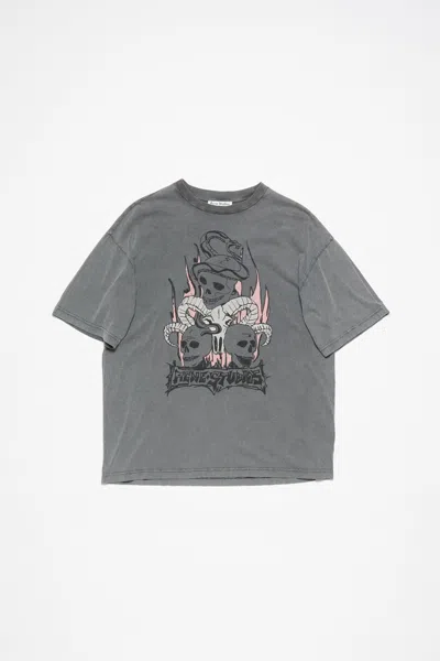 Acne Studios Print T-shirt - Relaxed Fit In Faded Black