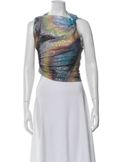 Pre-owned Acne Studios Printed Asymmetrical Top In Multi