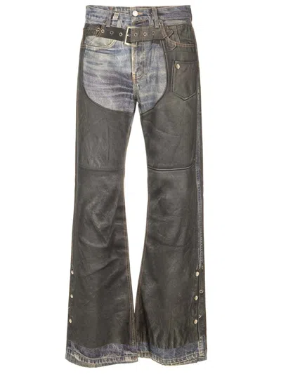 Acne Studios Printed Belt Detailed Trousers In Grey