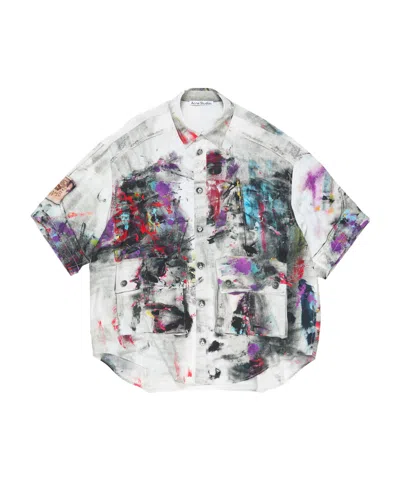 Acne Studios Setar Ss Viscose Printed Painter Decorat In White