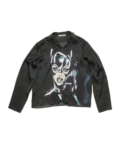 Acne Studios Printed Button Shirt In Black