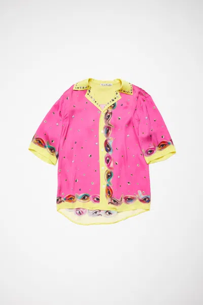 Acne Studios Printed Button-up Shirt In Fuchsia Pink