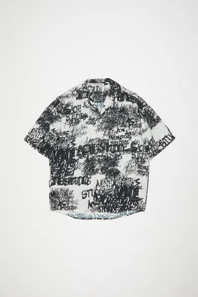 Acne Studios Printed Button-up Shirt In Light Grey,black