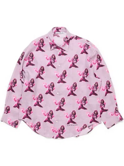 Acne Studios Printed Button-up Shirt In Pink