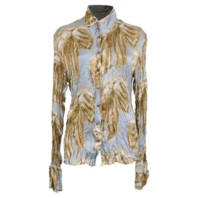 Acne Studios Printed Button-up Shirt In Multicolor Viscose In Brown