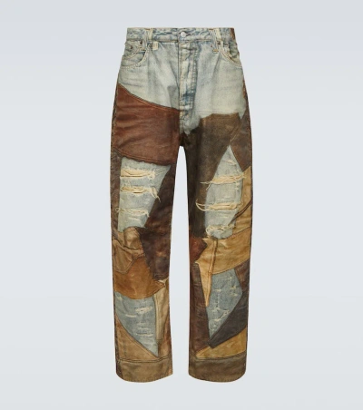 Acne Studios Printed Canvas Wide-leg Pants In Brown